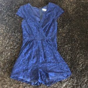 Navy blue floral lace romper